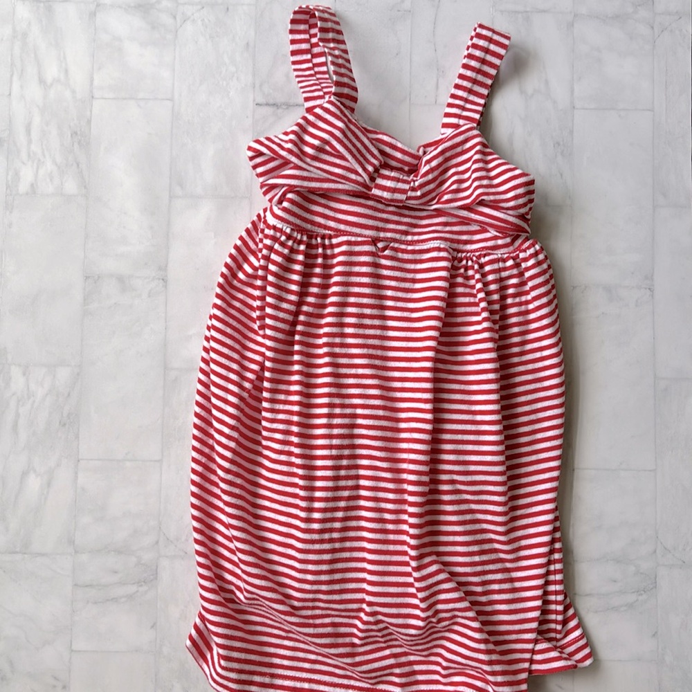 Mayoral Red & White Striped Bow Front Sun Dress